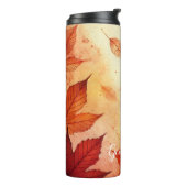 Gepersonaliseerde warme herfst Waterverf bladeren Thermosbeker (Gedraaid links)