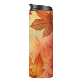 Gepersonaliseerde warme herfst Waterverf bladeren Thermosbeker (Geroteerd rechts)