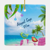 Gepersonaliseerde Warmest Wishes Wishes Birds Beac Keramisch Ornament (Achterkant)