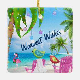 Gepersonaliseerde Warmest Wishes Wishes Birds Beac Keramisch Ornament
