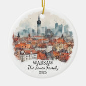 Gepersonaliseerde Warschau Ornament, Polen Gift Keramisch Ornament (Voorkant)