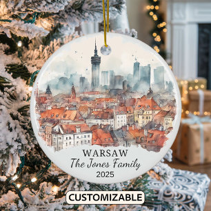 Gepersonaliseerde Warschau Ornament, Polen Gift Keramisch Ornament