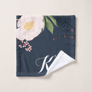 Gepersonaliseerde wasdoek Baby Pink Cosmos op Navy Washandje