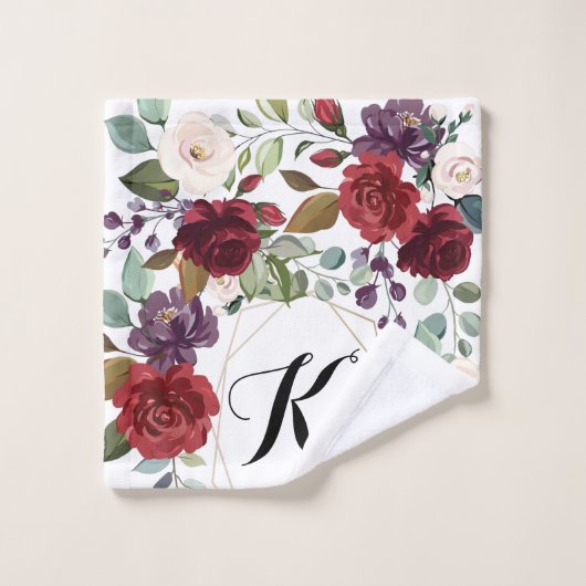 Gepersonaliseerde wasdoek Witte rozen goud geometr Washandje (Wasdoekje)