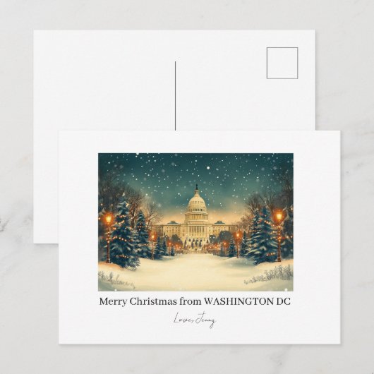 Gepersonaliseerde Washington DC Vrolijke Kerstvaka Feestdagenkaart (Voorkant / Achterkant)