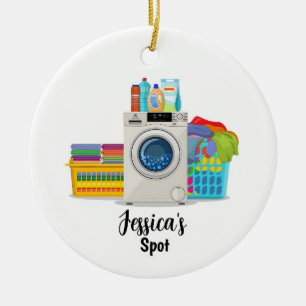 Gepersonaliseerde wasserette Kerstversiering Wasse Keramisch Ornament