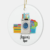 Gepersonaliseerde wasserette Kerstversiering Wasse Keramisch Ornament (Links)