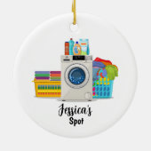 Gepersonaliseerde wasserette Kerstversiering Wasse Keramisch Ornament (Achterkant)