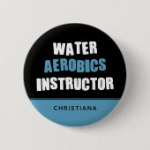 Gepersonaliseerde wateraerobics-instructeur ronde button 5,7 cm (Voorkant)