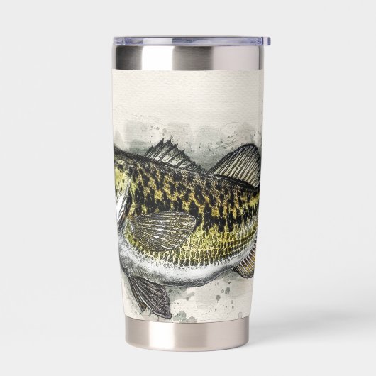 Gepersonaliseerde watergekleurde Bass Fish Geïsoleerde Drinkbeker (Links)