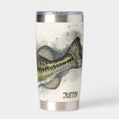 Gepersonaliseerde watergekleurde Bass Fish Geïsoleerde Drinkbeker (Achterkant)