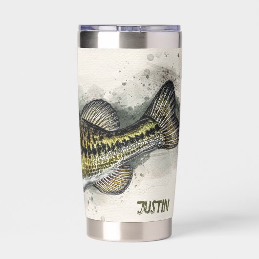 Gepersonaliseerde watergekleurde Bass Fish Geïsoleerde Drinkbeker (Achterkant)