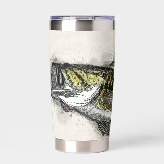 Gepersonaliseerde watergekleurde Bass Fish Geïsoleerde Drinkbeker (Voorkant)