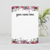Gepersonaliseerde waterkleur Bloemen Notecards Bedankkaart (Staand voorkant)