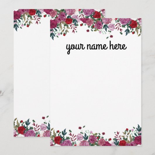 Gepersonaliseerde waterkleur Bloemen Notecards Bedankkaart (Voorkant / Achterkant)