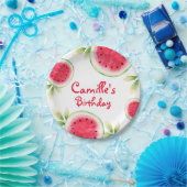 Gepersonaliseerde watermeloen-dag papieren bordje (Feest)