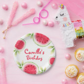 Gepersonaliseerde watermeloen-dag papieren bordje (Feest)