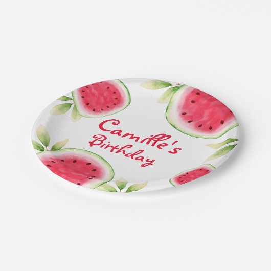 Gepersonaliseerde watermeloen-dag papieren bordje (Gekanteld)