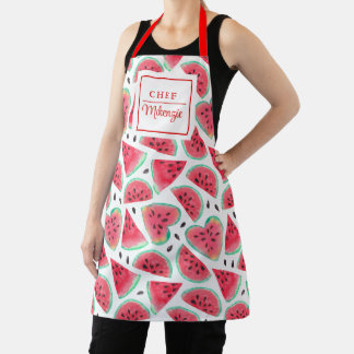Gepersonaliseerde Watermeloen Patroon Chef Women's Schort