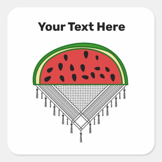 Gepersonaliseerde Watermelon & Palestina T-shirt Vierkante Sticker (Voorkant)