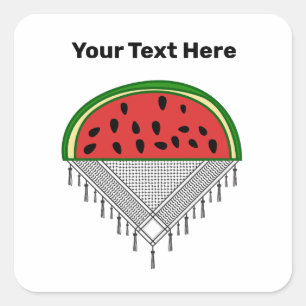 Gepersonaliseerde Watermelon & Palestina T-shirt Vierkante Sticker
