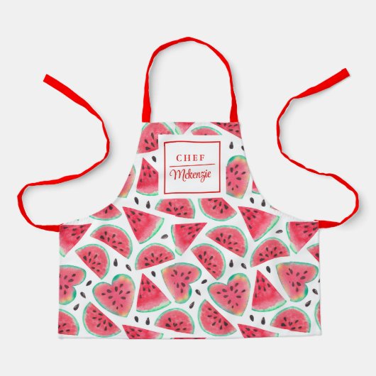 Gepersonaliseerde Watermelon Pattern Kinderen Scho Schort (Voorkant)