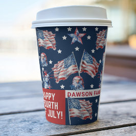 Gepersonaliseerde waterverf 4 juli papieren bekers