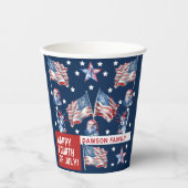 Gepersonaliseerde waterverf 4 juli papieren bekers (Voorkant)