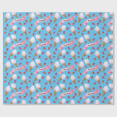 Gepersonaliseerde Waterverf Aardbei Ice Cream Cone Cadeaupapier (Vlak)