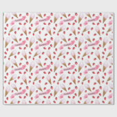 Gepersonaliseerde Waterverf Aardbei Ice Cream Cone Cadeaupapier (Vlak)