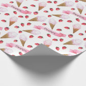 Gepersonaliseerde Waterverf Aardbei Ice Cream Cone Cadeaupapier (Hoek)