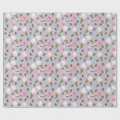 Gepersonaliseerde Waterverf Aardbei Ice Cream Cone Cadeaupapier (Vlak)