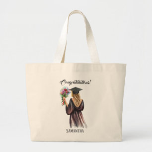 Gepersonaliseerde Waterverf Afstuderen (11) Grote Tote Bag