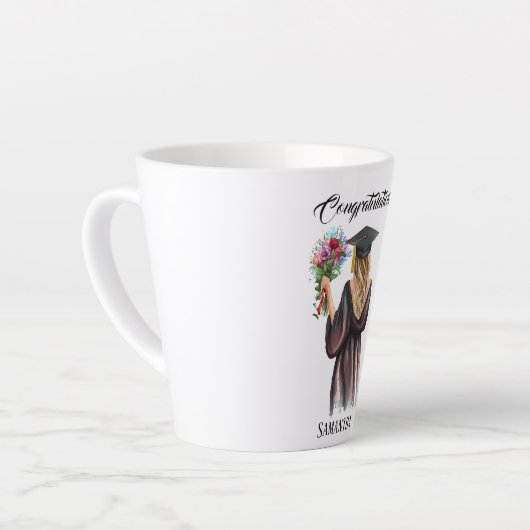 Gepersonaliseerde Waterverf Afstuderen (11) Latte Mok (Linkerhoek)