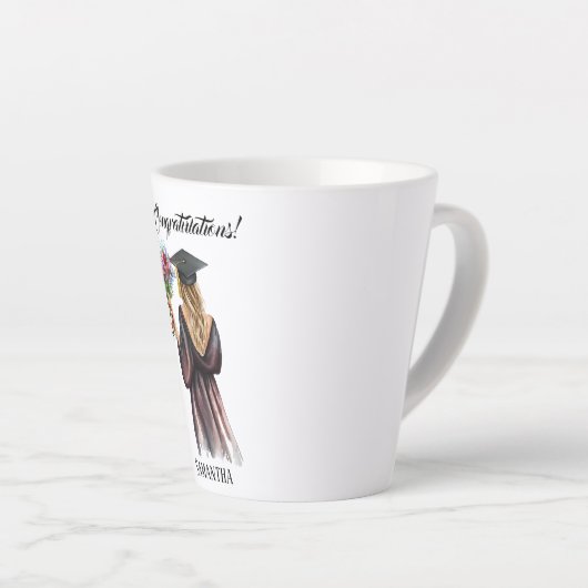 Gepersonaliseerde Waterverf Afstuderen (11) Latte Mok (Rechterhoek)