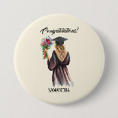 Gepersonaliseerde Waterverf Afstuderen (11) Ronde Button 7,6 Cm (Voorkant)