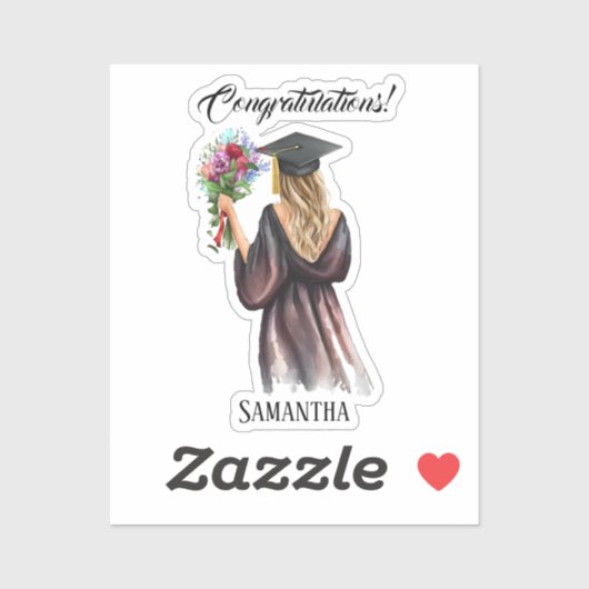 Gepersonaliseerde Waterverf Afstuderen (11) Sticker (Vel)