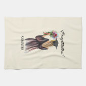 Gepersonaliseerde Waterverf Afstuderen (11) Theedoek (Horizontaal)