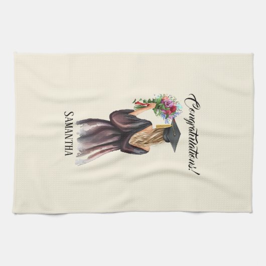 Gepersonaliseerde Waterverf Afstuderen (11) Theedoek (Horizontaal)