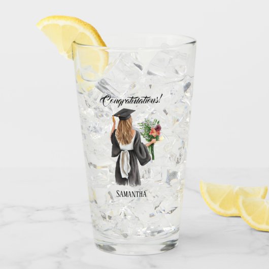Gepersonaliseerde Waterverf Afstuderen (12) Glas (Voorkant ijs)