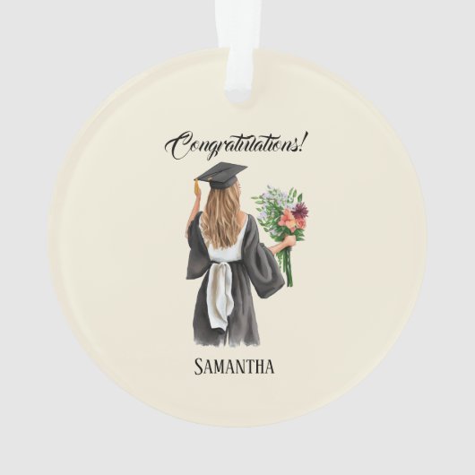 Gepersonaliseerde Waterverf Afstuderen (12) Ornament (achterkant)