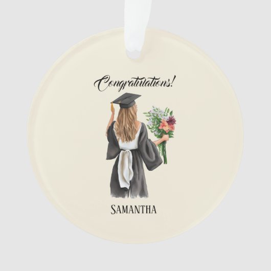 Gepersonaliseerde Waterverf Afstuderen (12) Ornament (voorkant)