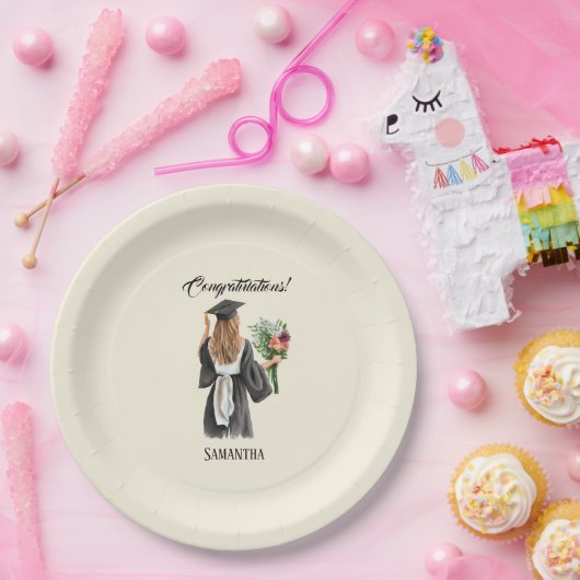 Gepersonaliseerde Waterverf Afstuderen (12) Papieren Bordje (Feest)