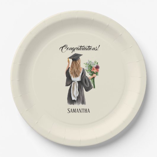 Gepersonaliseerde Waterverf Afstuderen (12) Papieren Bordje (Voorkant)
