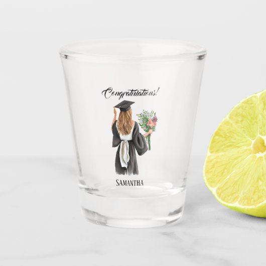 Gepersonaliseerde Waterverf Afstuderen (12) Shot Glas (Voorkant)