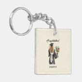 Gepersonaliseerde Waterverf Afstuderen (12) Sleutelhanger (Voorkant Links)