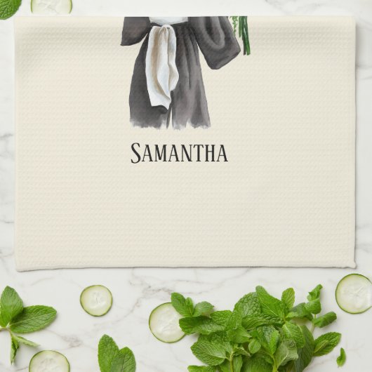 Gepersonaliseerde Waterverf Afstuderen (12) Theedoek (Gevouwen)