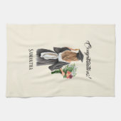 Gepersonaliseerde Waterverf Afstuderen (12) Theedoek (Horizontaal)