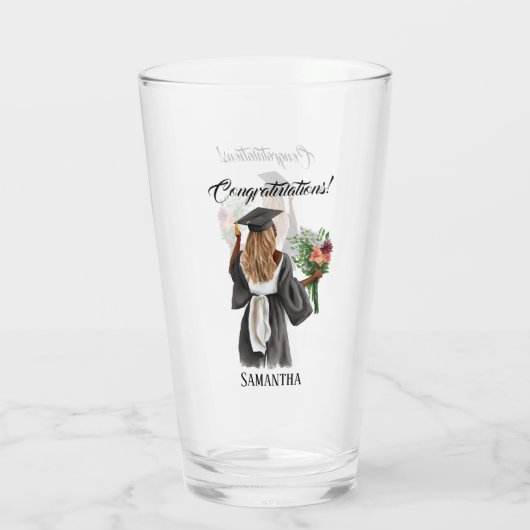 Gepersonaliseerde Waterverf Afstuderen (13) Glas (Achterkant)