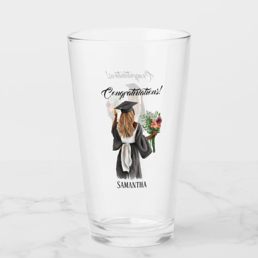 Gepersonaliseerde Waterverf Afstuderen (13) Glas (Voorkant)